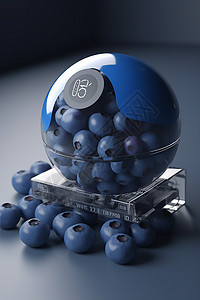 圆形玻璃蓝莓容器背景图片