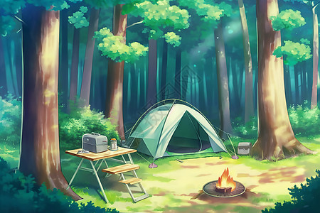 森林露营背景图片