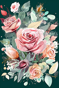 水彩玫瑰图片