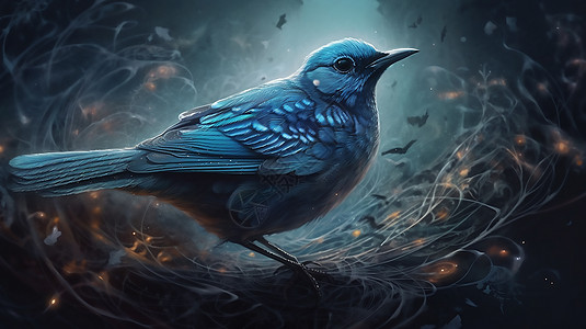神秘蓝色小鸟背景图片