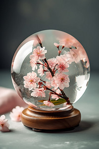 樱花花枝与水晶球图片