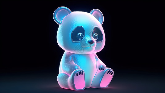 彩色灯光下的熊猫图片