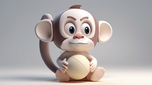 球球大作战抱着球的小猴子插画