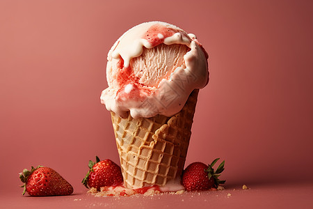 粉色背景下冰淇淋图片