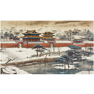 中式宫殿背景图片