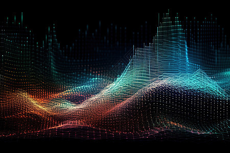未来科技多彩趋势波浪粒子线条图片