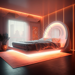 橙色高级未来感卧室背景图片