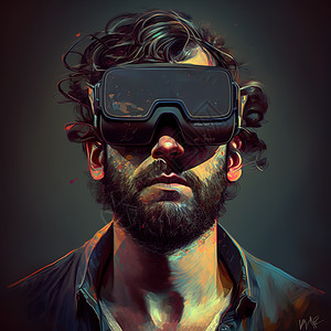 带VR眼镜带着VR眼镜的男人背景