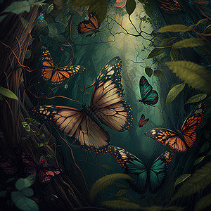丛林里的蝴蝶图片