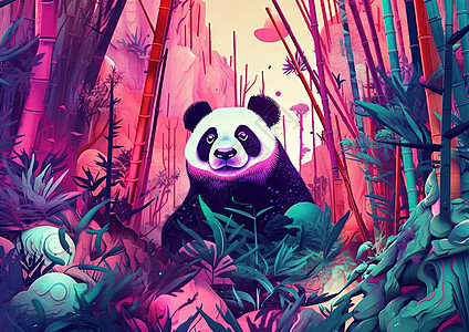熊猫彩绘背景图片