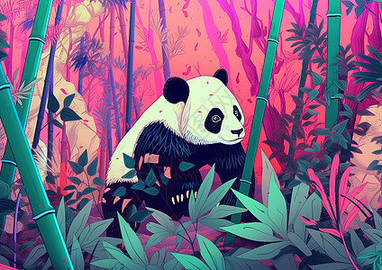 彩绘熊猫背景图片