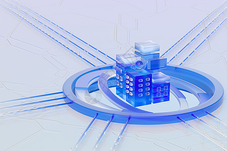 蓝色玻璃城市建筑传输场景图片