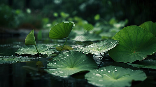 雨后荷叶图片