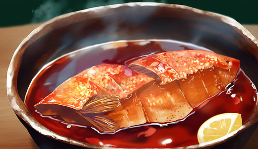 鱼类菜品手绘图片