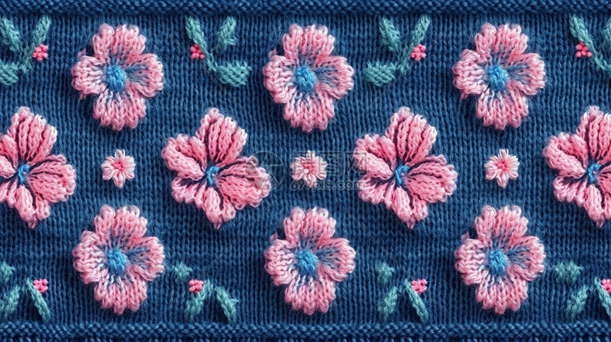 粉色花朵针织品图片