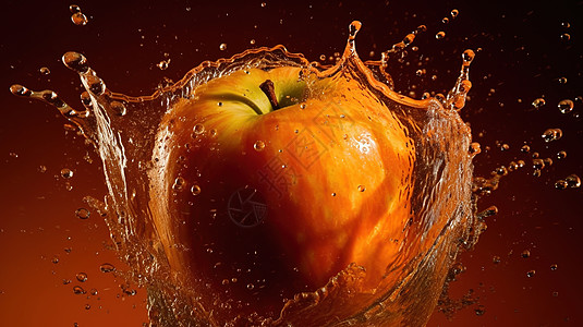 苹果液体飞溅创意背景图片