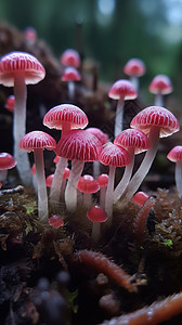 树林里的野生菌背景图片