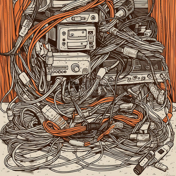 缠绕电线手绘图片