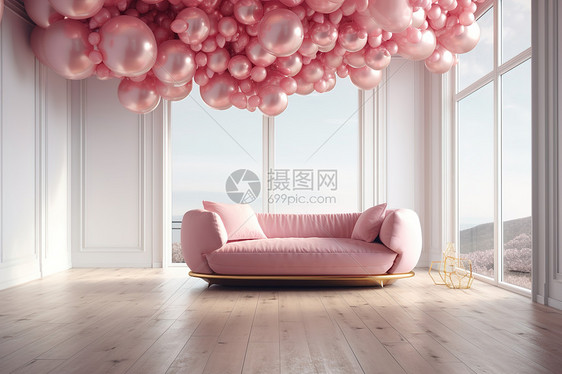 粉色气球沙发图片