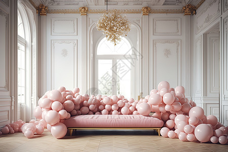 粉色沙发家居气球装饰图片