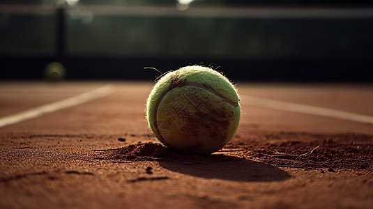 旧球场上的网球图片