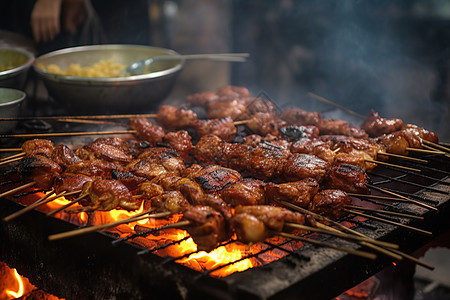 烤肉美食撸串炸串人高清图片