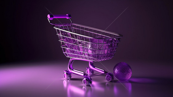 紫色购物车模型图片