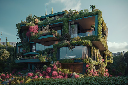 绿植环绕的建筑图片