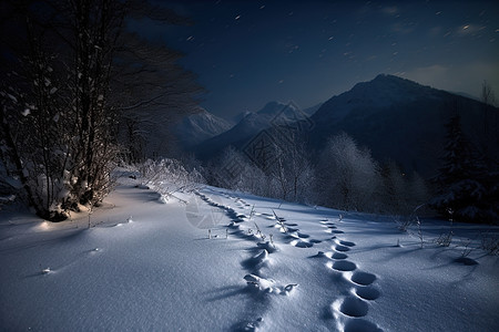 山中雪景图片