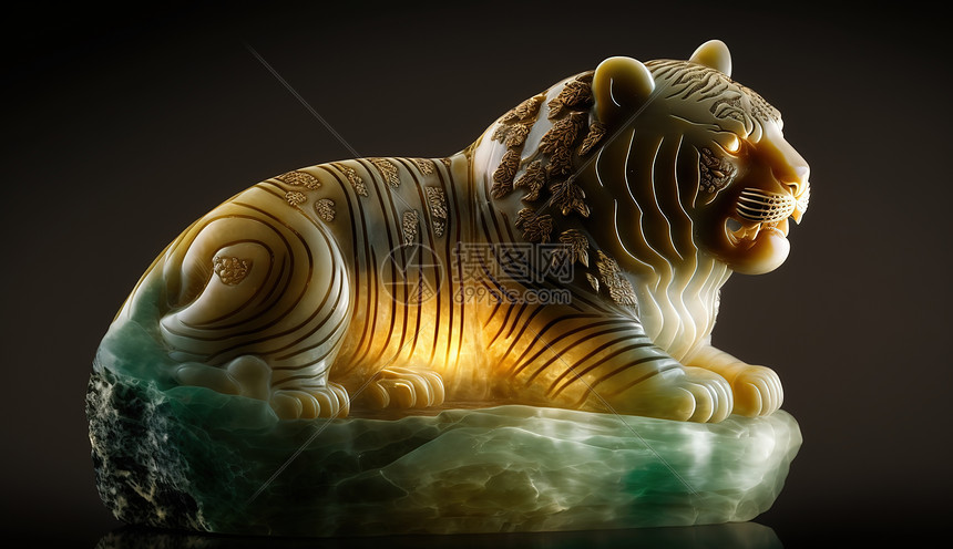玉石老虎雕像图片