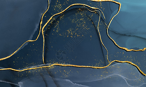 深蓝色大理石鎏金纹理背景背景图片