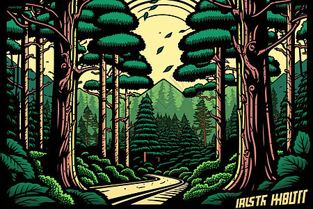 森林彩绘背景图片
