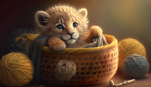 卡通毛绒狮子幼崽图片