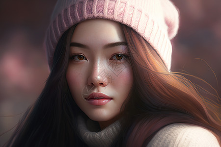 油画美女少女头像插画插画