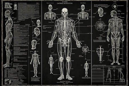 创意人体骨骼图背景图片
