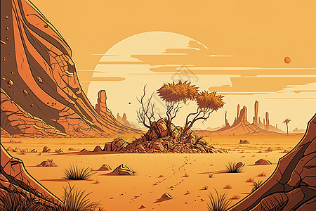 创意沙漠插画图片