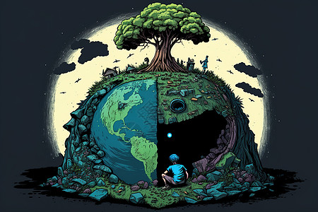 探索地球数字艺术背景图片