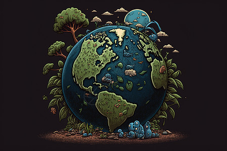 地球环保创意插图背景图片