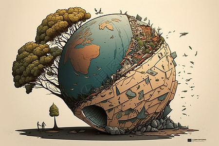 地球的毁灭创意漫画背景图片