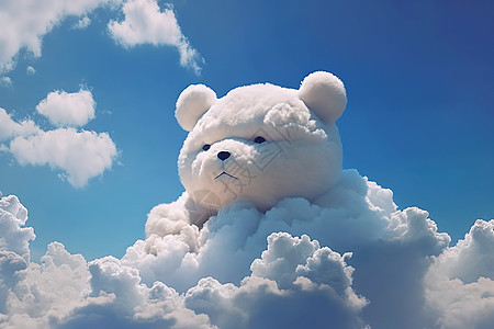 蓝天白云大熊背景图片