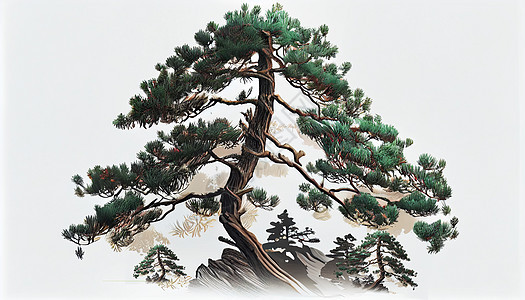 中式松树背景图片