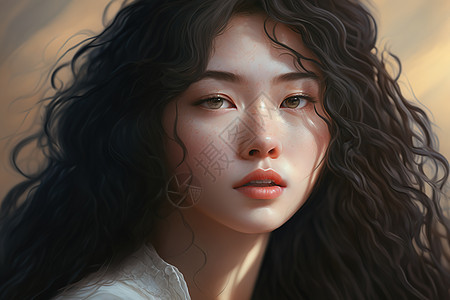 美少女油画图片