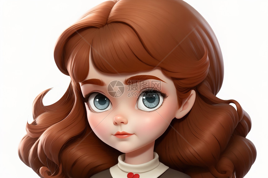 卷发卡通女孩头像插画图片下载-正版图片402442060-摄图网