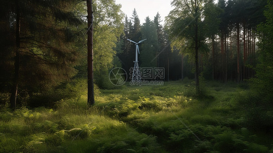 森林里的发电风扇图片