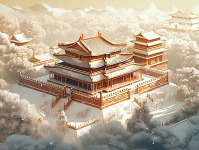 美丽的宫殿雪景图片