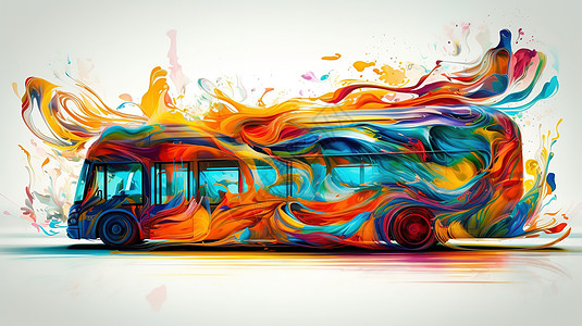酷炫公交车背景图片