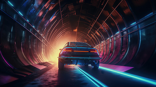 隧道中的轿车图片