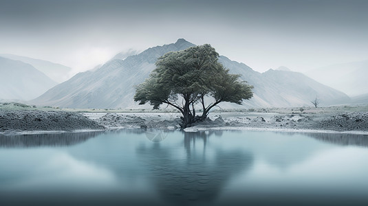 平稳湖面图片