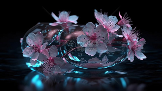 樱花与水珠图片