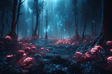 夜光玫瑰树林图片